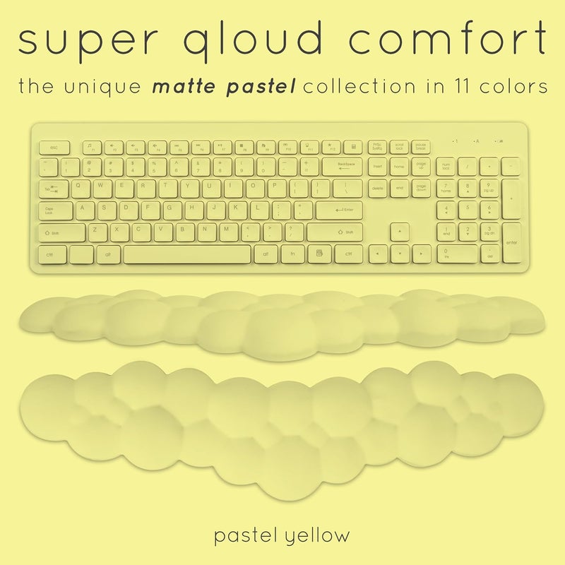 Create-ables Qloud Cloud Wrist Rest Keyboard Wrist Rest for Computer Keyboard Pad, Cloud Keyboard Wrist Rest, Wrist Pad for Keyboard, Memory Foam, Non Slip Base, Comes with Mouse Pad - Yellow - Image 3